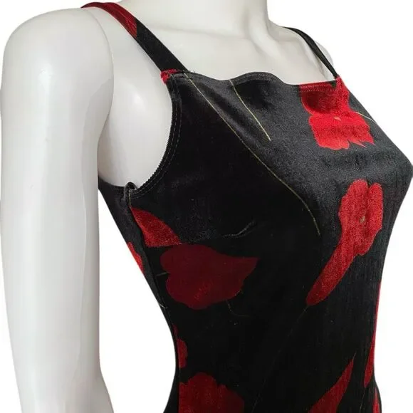 90s vintage goth velvet maxi dress - Picture 5 of 8